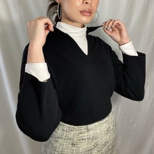 Womens Loft black 3/4 sleeve collared top size L